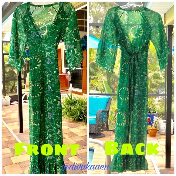 Boho Emerald Green Empire Maxi Dress - Picture 4 of 8